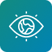 Icon of an eye with the plant Earth as the iris